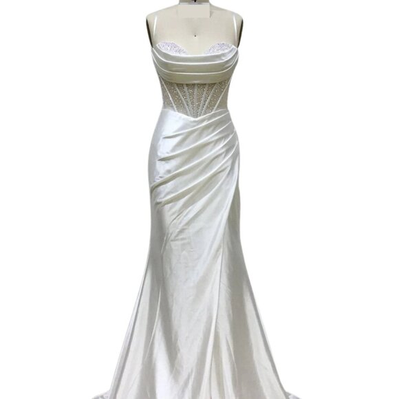 New Sheath Sleeveless Ceremonial Dress w/ Pleated Sweetheart Neck TC TL3048L - Picture 1 of 8